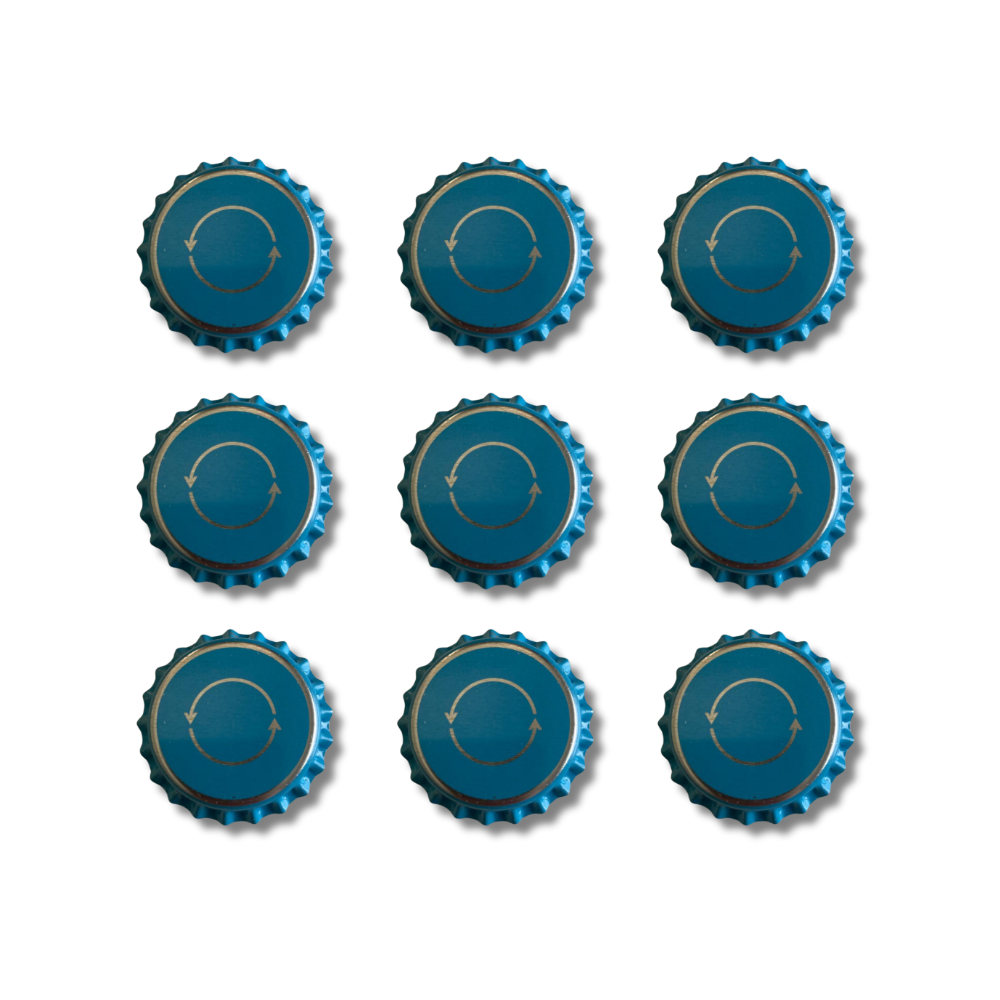 Lagoon Blue Bottle Cap & Custom Label Combo – 250 Caps + 30 Labels - brewery print