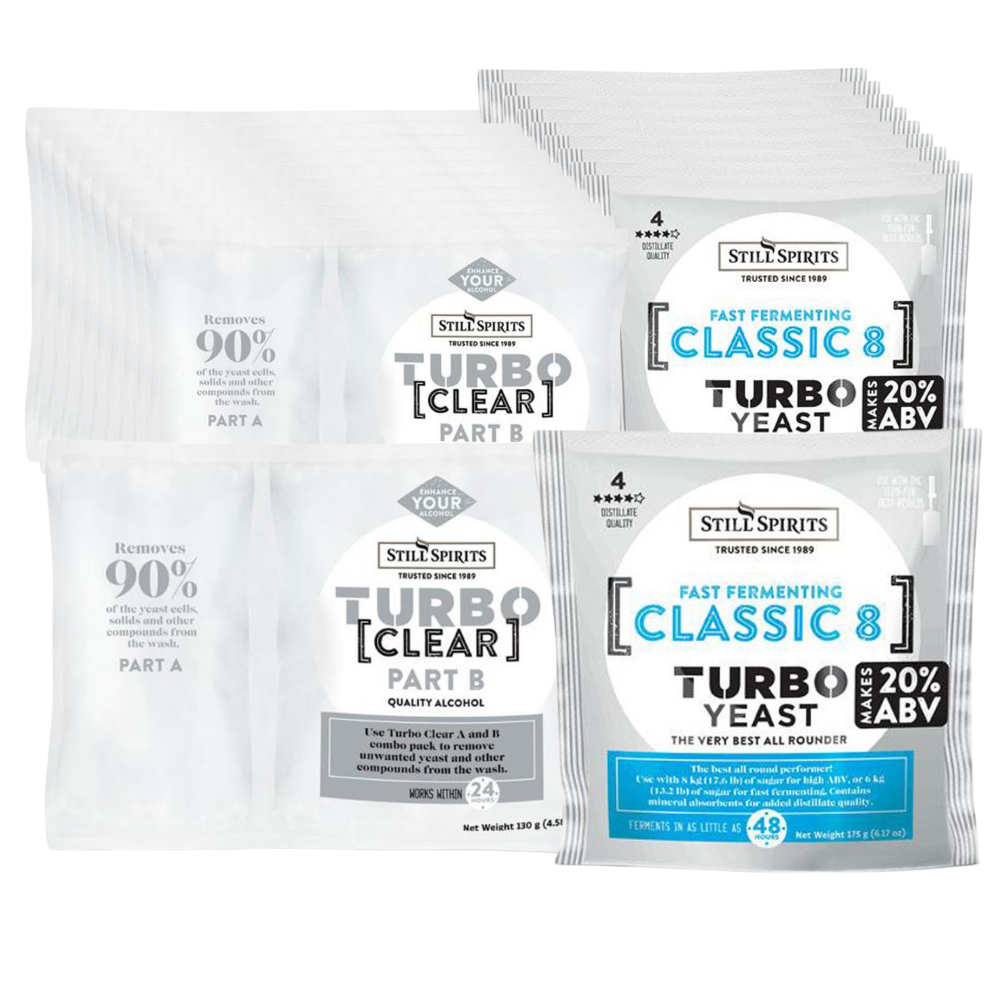 Still Spirits Turbo Classic 8 Yeast & Turbo Clear 20 pack — turbo yeast for home distilling