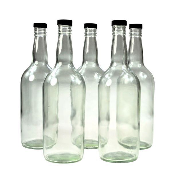 8 x Spirit Bottle Glass 1125ml & cap