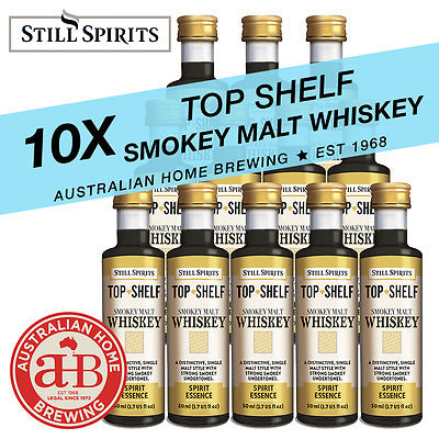 10 x Still Spirits Top Shelf Smokey Malt Whiskey Essence